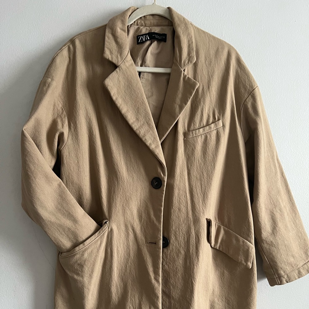 NEW Zara  Cotton Twill Long Jacket size M